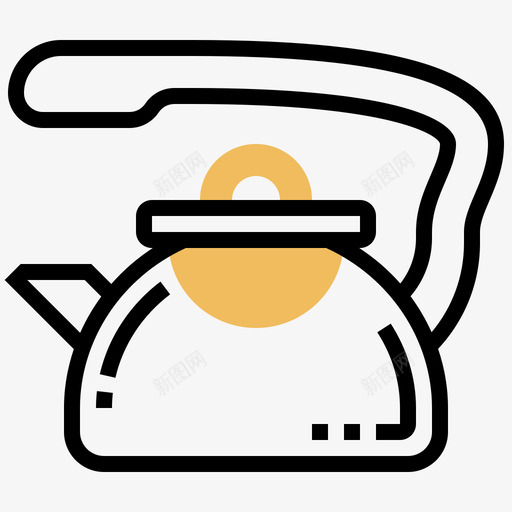 水壶厨房工具37黄色阴影图标svg_新图网 https://ixintu.com 厨房 工具 水壶 阴影 黄色