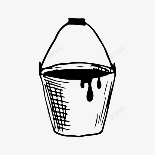 水桶手绘桶图标svg_新图网 https://ixintu.com 手绘 水桶 油漆 素描 绘画