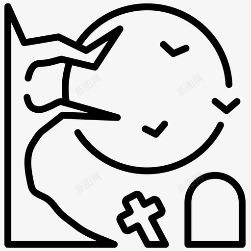 墓地万圣节恐怖图标svg_新图网 https://ixintu.com 万圣节 墓地 墓碑 恐怖 撕裂