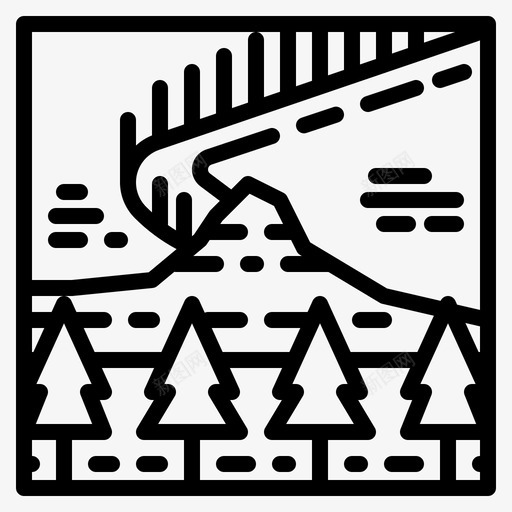 极光北极光自然图标svg_新图网 https://ixintu.com 北极光 天空 户外 景观 极光 树木 自然 轮廓