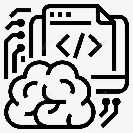 编码在线课程1线性图标svg_新图网 https://ixintu.com 在线 线性 编码 课程