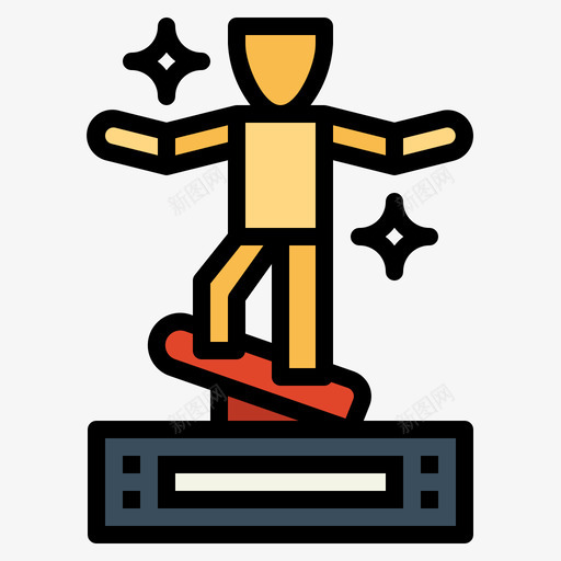 奖杯滑板3线颜色图标svg_新图网 https://ixintu.com 奖杯 滑板 颜色