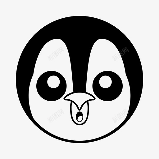 张开嘴企鹅表情脸头图标svg_新图网 https://ixintu.com 企鹅 图标 安静 张嘴 张开 表情