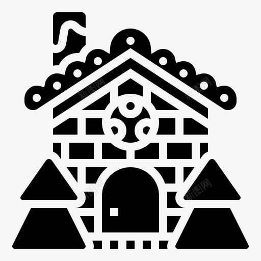姜饼圣诞节饼干图标svg_新图网 https://ixintu.com 圣诞节 姜饼 房子 装饰 饼干