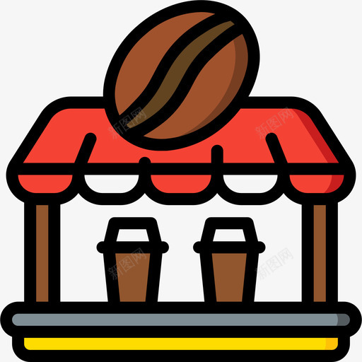 咖啡店市场66线性颜色图标svg_新图网 https://ixintu.com 咖啡店 市场 线性 颜色