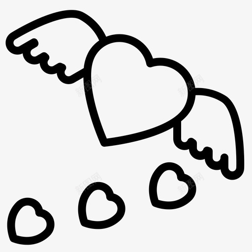 有翅膀的心周年纪念庆祝图标svg_新图网 https://ixintu.com 周年纪念 庆祝 快乐 情人节 情侣 提纲 爱情 翅膀