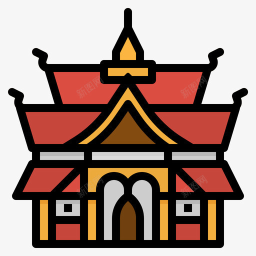 庙宇89号楼线性颜色图标svg_新图网 https://ixintu.com 89号楼 庙宇 线性 颜色