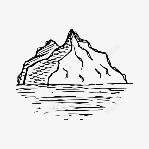 山手绘风景图标svg_新图网 https://ixintu.com 手绘 素描 自然 风景