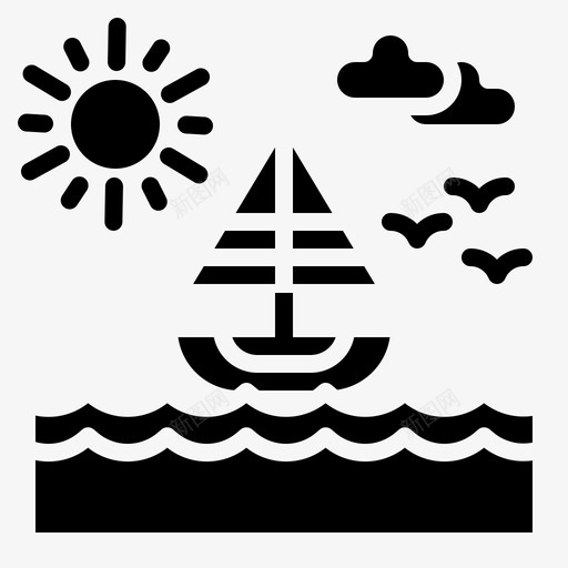 大海海滩风景图标svg_新图网 https://ixintu.com 大海 帆船 户外 景观 海滩 自然 风景