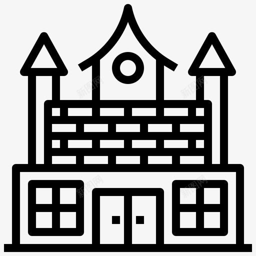 鬼屋主题公园4线性图标svg_新图网 https://ixintu.com 主题公园 线性 鬼屋