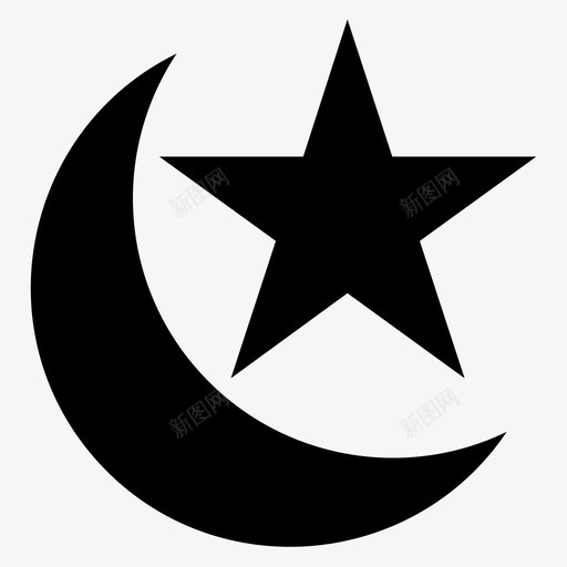 星星和月亮明亮发光图标svg_新图网 https://ixintu.com 发光 明亮 星星 月亮