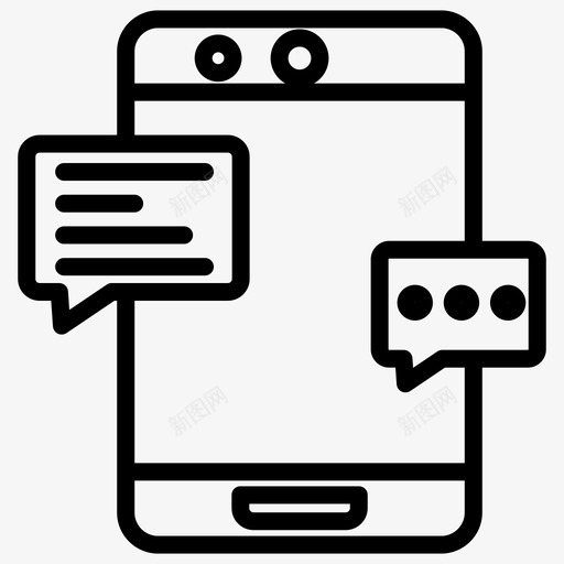 消息聊天移动图标svg_新图网 https://ixintu.com 加粗 工商管理 手机 智能 消息 移动 粗线 聊天