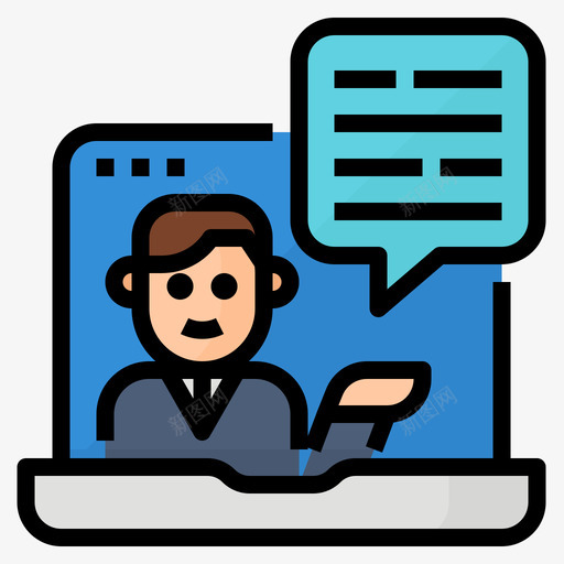 视频通话在线课程3线颜色图标svg_新图网 https://ixintu.com 在线 视频 课程 通话 颜色