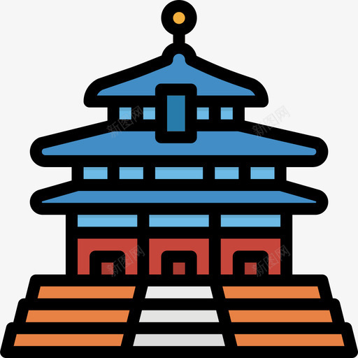 天坛地标17线性颜色图标svg_新图网 https://ixintu.com 地标 天坛 线性 颜色