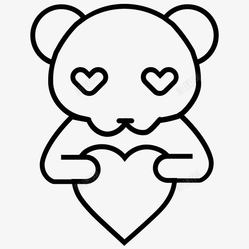 熊礼物心图标svg_新图网 https://ixintu.com 情人节 浪漫 礼物 笔划 轮廓