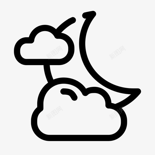 夜云月亮图标svg_新图网 https://ixintu.com 介质 图标 天气 时间 月亮 界面 间隔