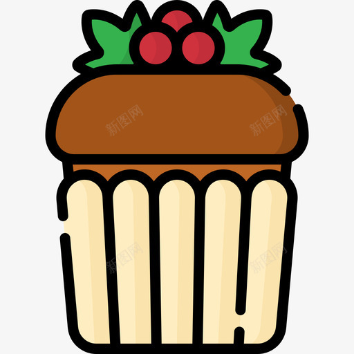 纸杯蛋糕圣诞食品4线性颜色图标svg_新图网 https://ixintu.com 圣诞 纸杯 线性 蛋糕 颜色 食品