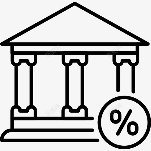贬值银行建筑物图标svg_新图网 https://ixintu.com 利息 利率 建筑物 损失 贬值 金融 银行