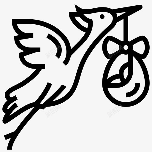 鹳宝宝鸟图标svg_新图网 https://ixintu.com 宝宝 带来 新生儿
