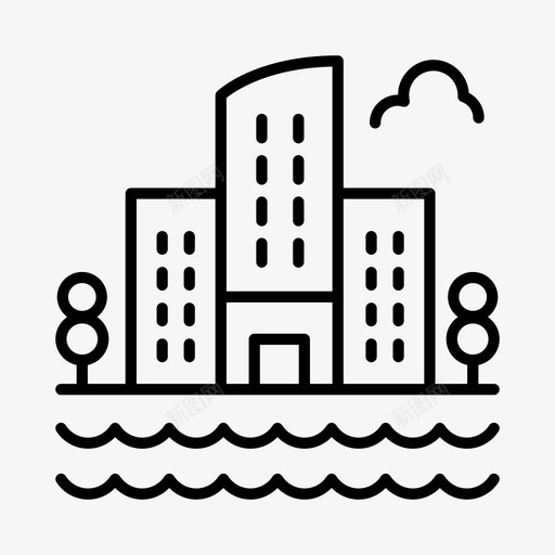 建筑物城市沿海图标svg_新图网 https://ixintu.com 城市 建筑物 村庄 沿海