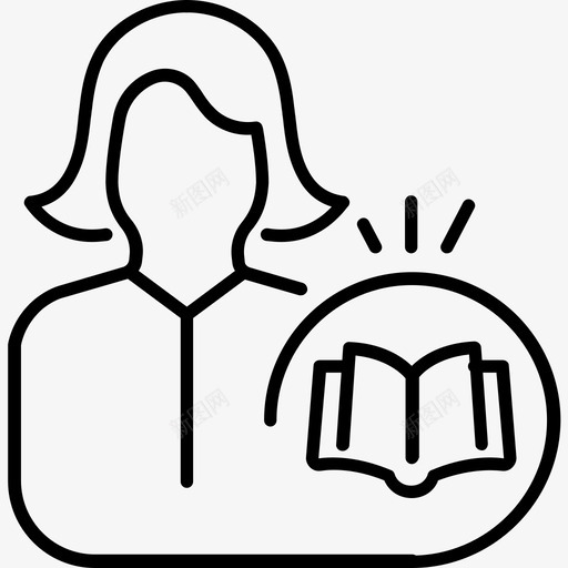 女人书人图标svg_新图网 https://ixintu.com 商业 商店 女人 金融 阅读