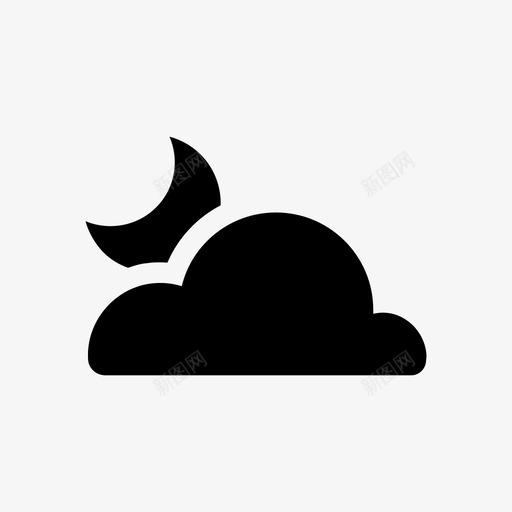 夜间多云天气预报月亮图标svg_新图网 https://ixintu.com 云月 多云 夜间 天气 天气预报 月亮