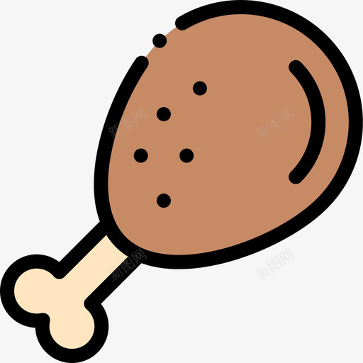 鸡肉烤肉38原色图标svg_新图网 https://ixintu.com 原色 烤肉 鸡肉