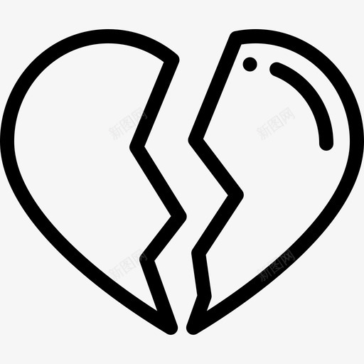 破碎的心爱爱的心图标svg_新图网 https://ixintu.com 情人节 爱的 破碎