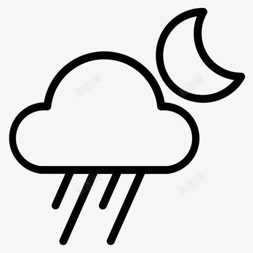 夜雨云天气图标svg_新图网 https://ixintu.com 夜雨 天气
