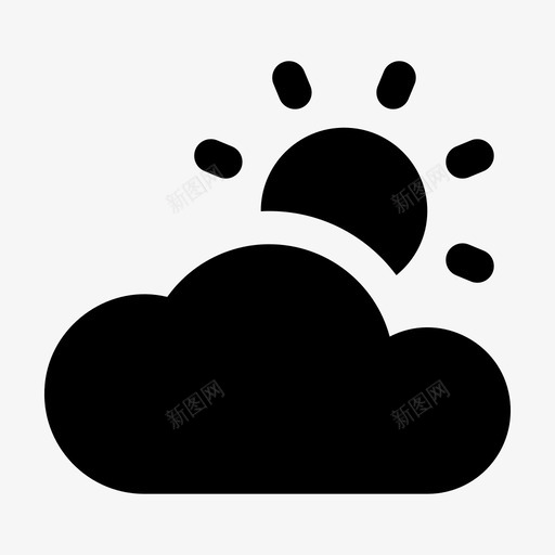 太阳云多云图标svg_新图网 https://ixintu.com 图标 多云 天气 天空 太阳 字形 阳光 飞人