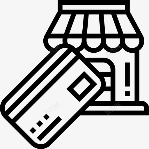 商店无现金5直线图标svg_新图网 https://ixintu.com 商店 无现金 直线