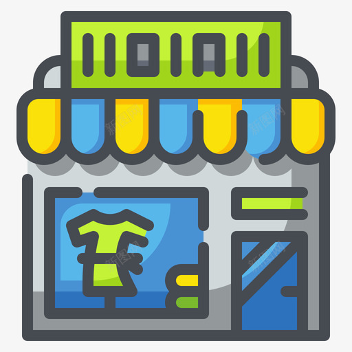 服装店商店和商店2线性颜色图标svg_新图网 https://ixintu.com 商店 服装店 线性 颜色