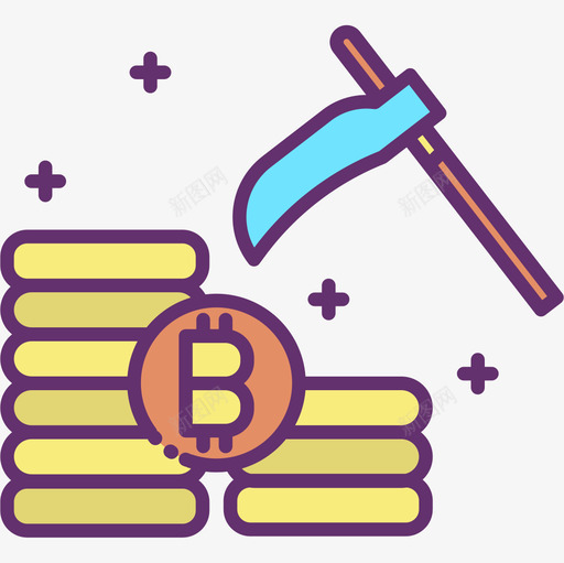 采矿比特币加密货币4线性颜色图标svg_新图网 https://ixintu.com 加密 比特 线性 货币 采矿 颜色
