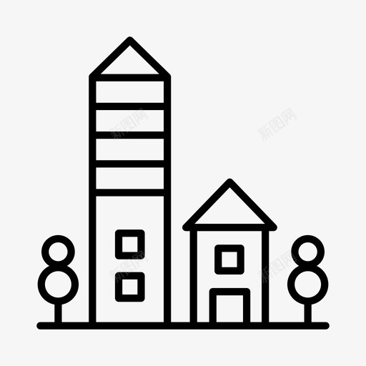 村庄建筑物城市图标svg_新图网 https://ixintu.com 城市 城镇 建筑物 村庄