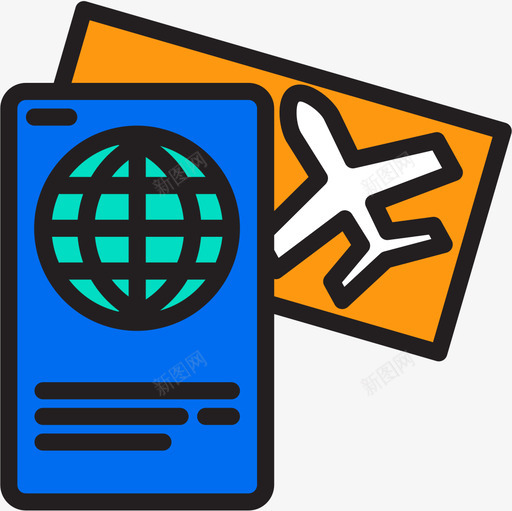 签证酒店旅行3线性颜色图标svg_新图网 https://ixintu.com 旅行 签证 线性 酒店 颜色
