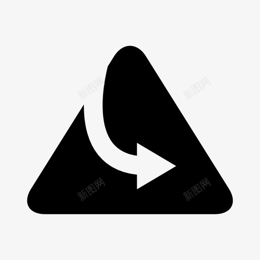 箭头弯曲方向图标svg_新图网 https://ixintu.com 三角形 向右 弯曲 形状 方向右 箭头 转弯