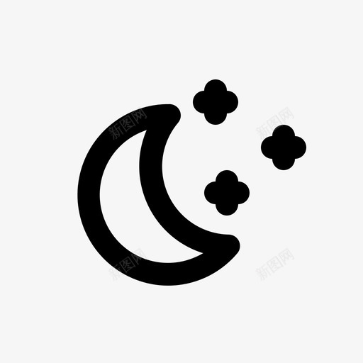 星夜月亮星星图标svg_新图网 https://ixintu.com 天气 星夜 星星 月亮