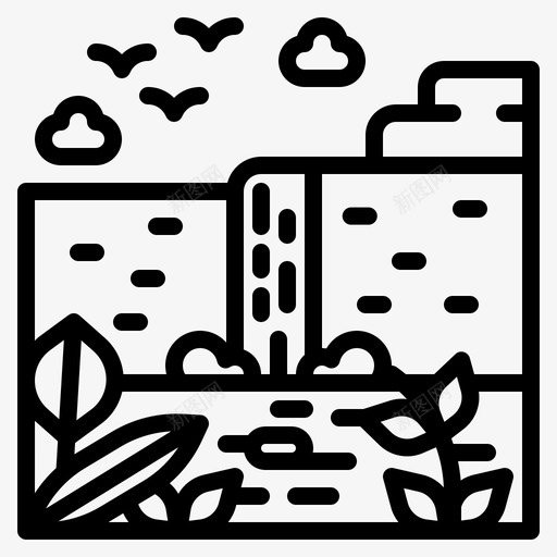 瀑布室外景观1线形图标svg_新图网 https://ixintu.com 室外 景观 瀑布 线形