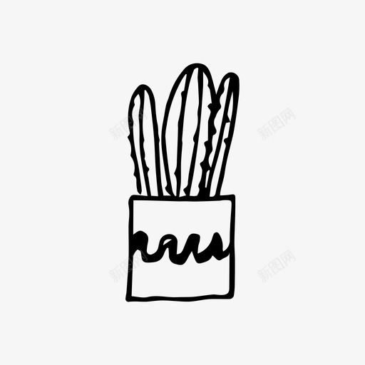 仙人掌室内植物素描图标svg_新图网 https://ixintu.com 仙人掌 室内 植物 素描