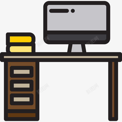 书桌家装28线颜色图标svg_新图网 https://ixintu.com 书桌 家装 颜色