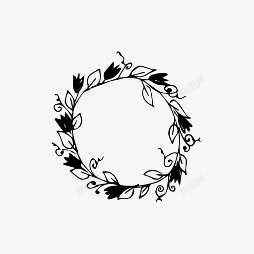 花环树枝花图标svg_新图网 https://ixintu.com 春天 树枝 植物 花环