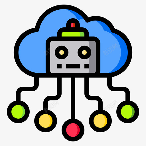 云人工智能100线颜色图标svg_新图网 https://ixintu.com 人工智能 颜色