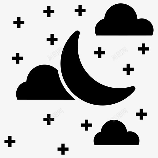多云的夜晚自然景观夜间时间图标svg_新图网 https://ixintu.com 云的 冬季 图标 多云 夜晚 夜间 天气 时间 绘画 自然景观 雕文
