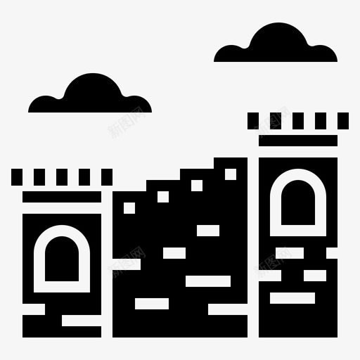 中国长城建筑构造亚洲图标svg_新图网 https://ixintu.com 中国 亚洲 固体 建筑 构造 结构 长城