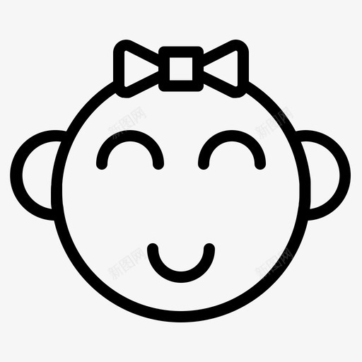 女婴脸表情符号孩子图标svg_新图网 https://ixintu.com 女婴 婴儿 孩子 符号 表情