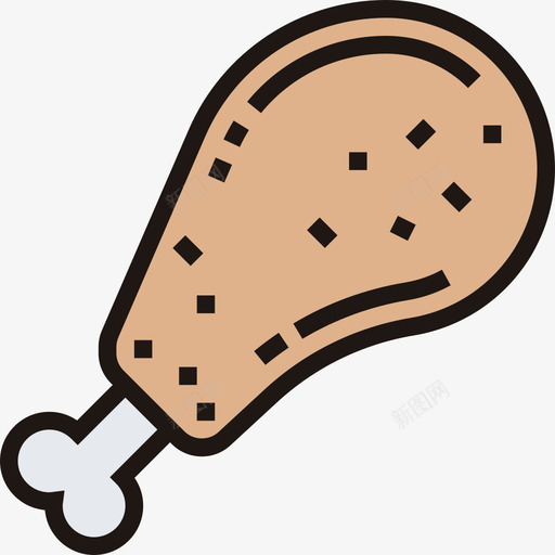 鸡肉烤肉6原色图标svg_新图网 https://ixintu.com 原色 烤肉 鸡肉