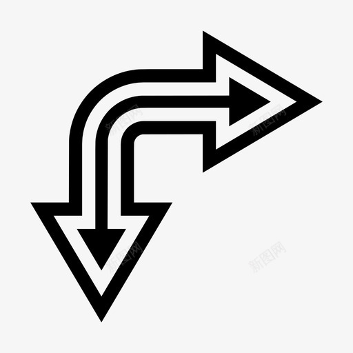 箭头方向下图标svg_新图网 https://ixintu.com 双线 方向 箭头