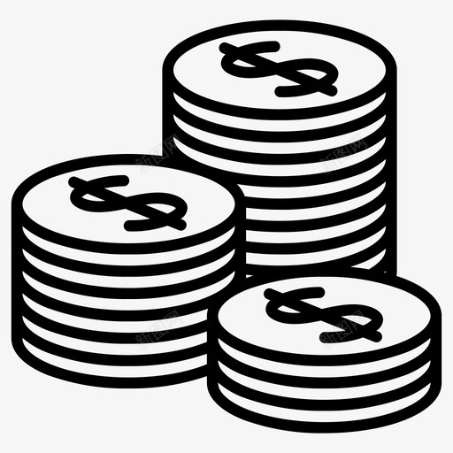 硬币堆金钱图标svg_新图网 https://ixintu.com 业务 办公 硬币