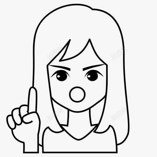 有点生气表情女孩图标svg_新图网 https://ixintu.com 听着 头发 女孩 有点 生气 表情 长发