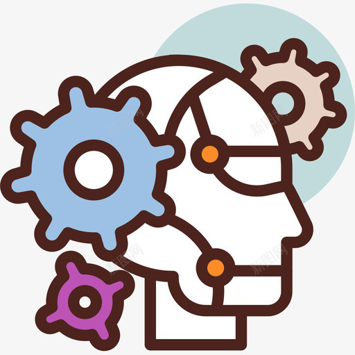机器人人工智能56线性颜色图标svg_新图网 https://ixintu.com 人工智能 机器人 线性 颜色